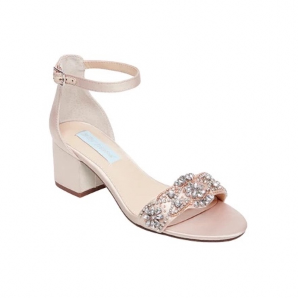 Blue by Betsey Johnson Jeweled Ankle Strap Heels NWT